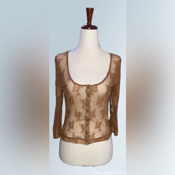 Free People- NWT -Lost in Lace Cardi- Bright Cider -Small - Picture 4 of 14